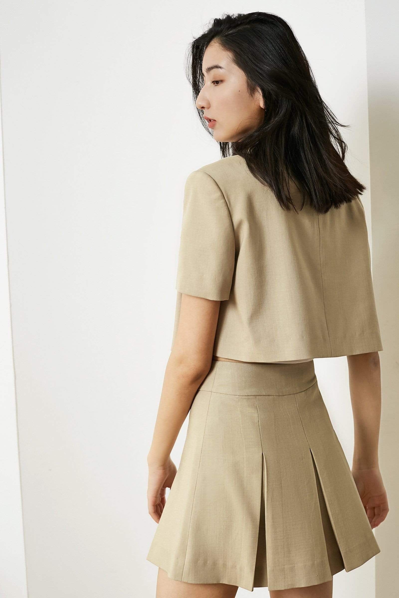 Khaki Fold Mini Skirt