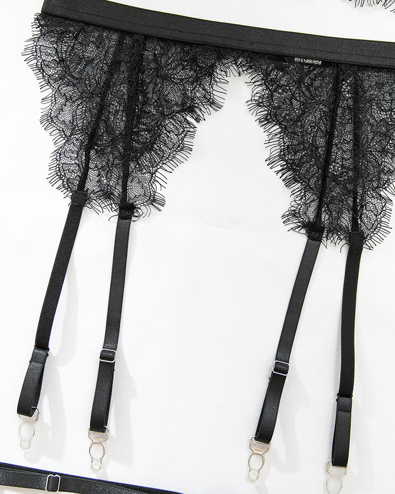Eyelash Lace Cutout Lingerie Set