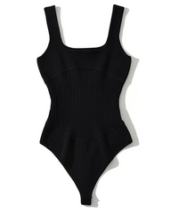 Knit Stretch Slim V Neck Vest Tights Sleeveless Backless Tights