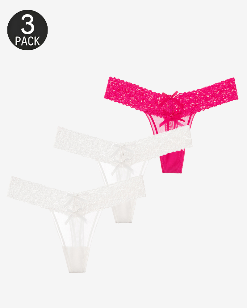 Floral Lace Cutout Thong Panties