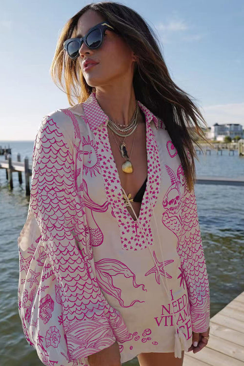Summer Escapades Print Long Sleeve Set - 5 Colors