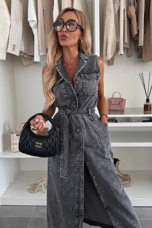 So Delighted Button Down Sleeveless Midi Dress - 4 Colors