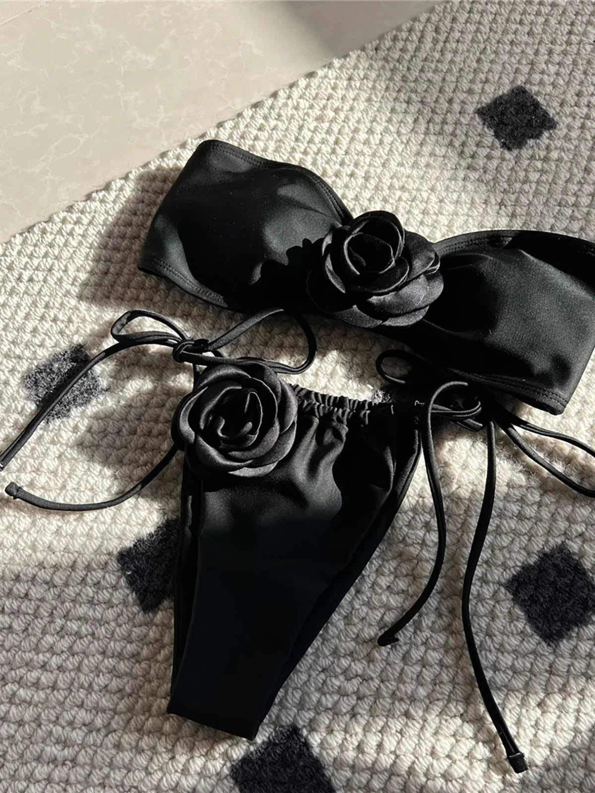 14 Colors 3D Flowers Bandeau High Cut Bikini Two-pieces Bikini Set