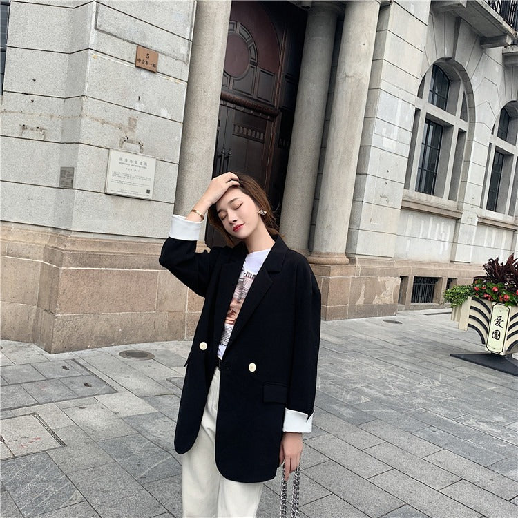 Double-breasted Casual Loose Women's Suit