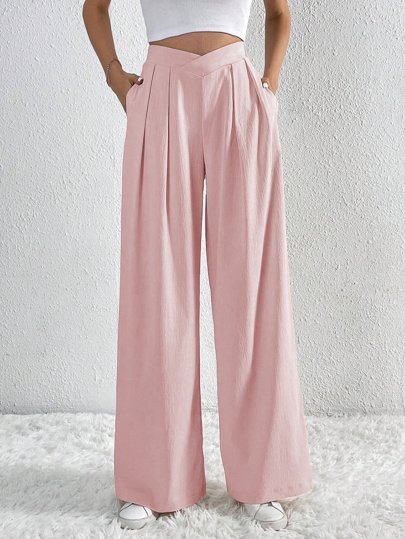 Pleated Casual Wide Leg Pants