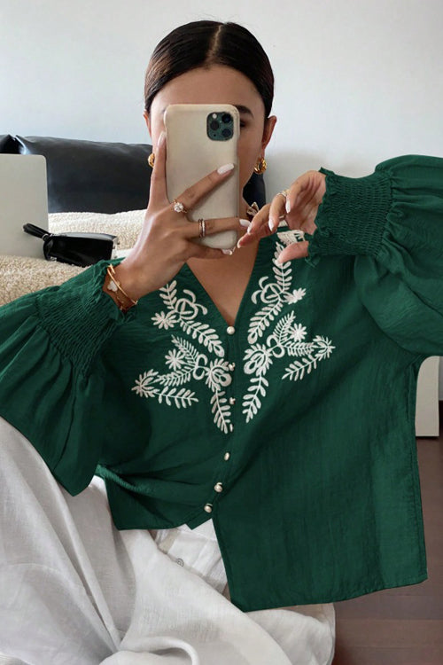 Everyday Luck Floral Embroidered Cotton Top - 5 Colors