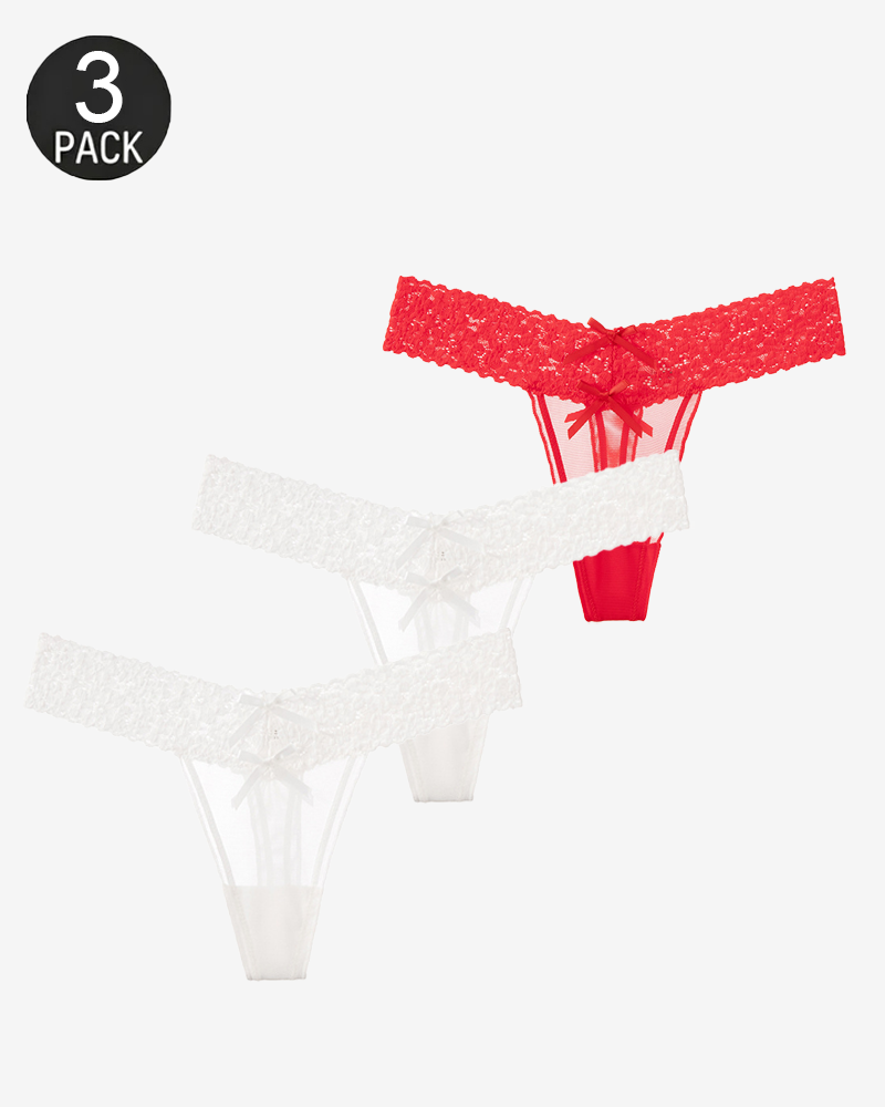 Floral Lace Cutout Thong Panties