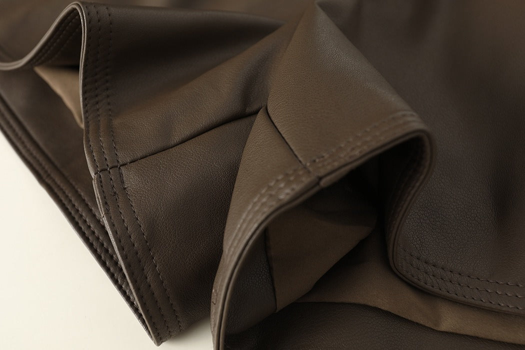 Loose A-leg Elastic Short Leather Pants