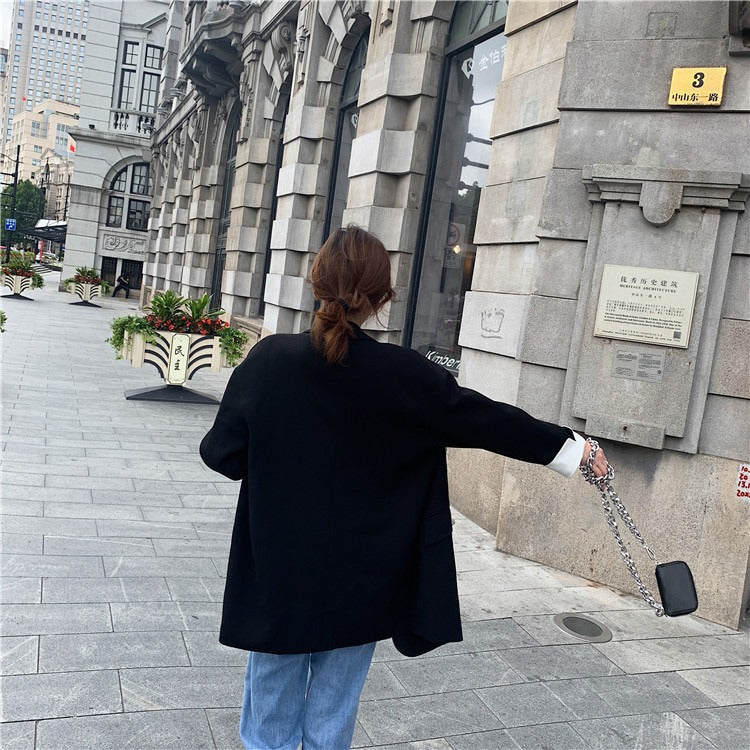 Double-breasted Casual Loose Women's Suit