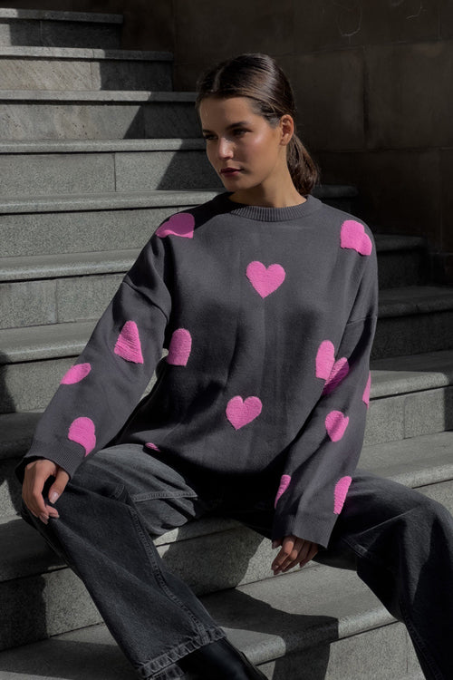 Warmly Adorable Heart Oversized Knit Top - 7 Colors