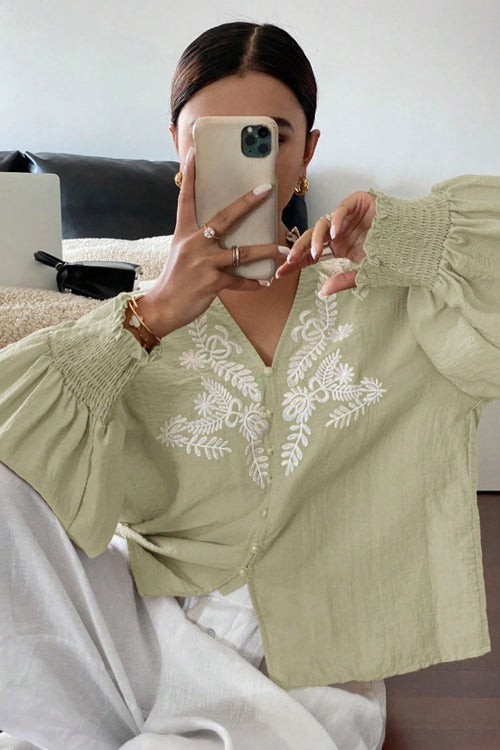 Everyday Luck Floral Embroidered Cotton Top - 5 Colors