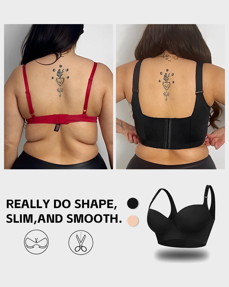 2-Pack Extra Firm High Compression Full Cup Push Up Bra - Black+Brown