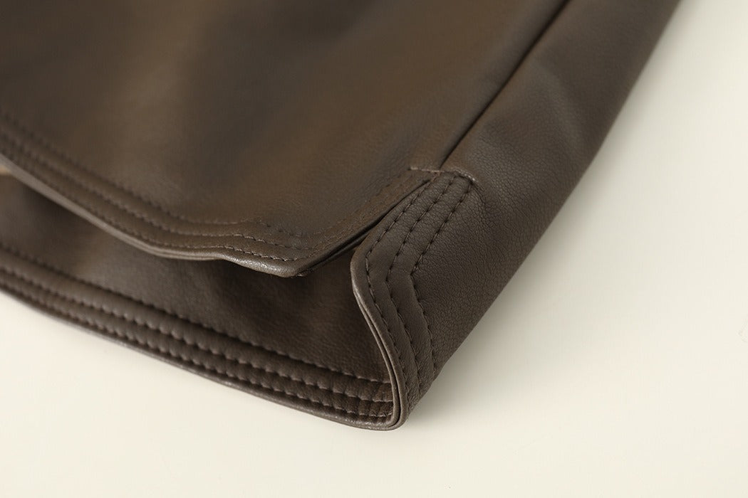 Loose A-leg Elastic Short Leather Pants