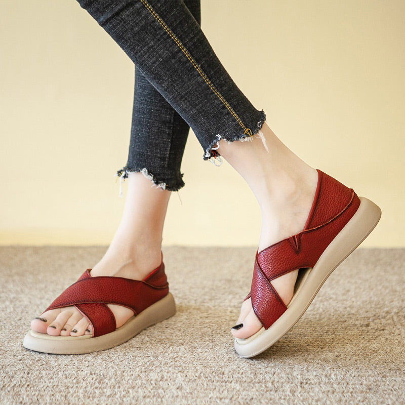 Soft Cross Leather Sandals