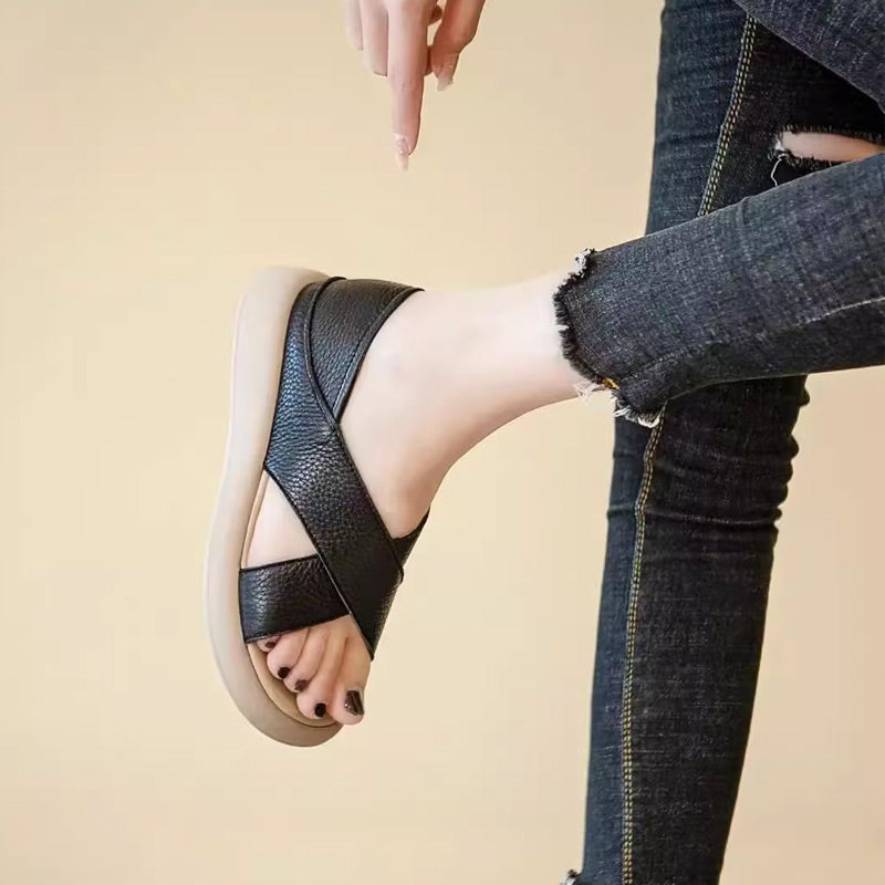 Soft Cross Leather Sandals