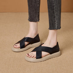 Soft Cross Leather Sandals