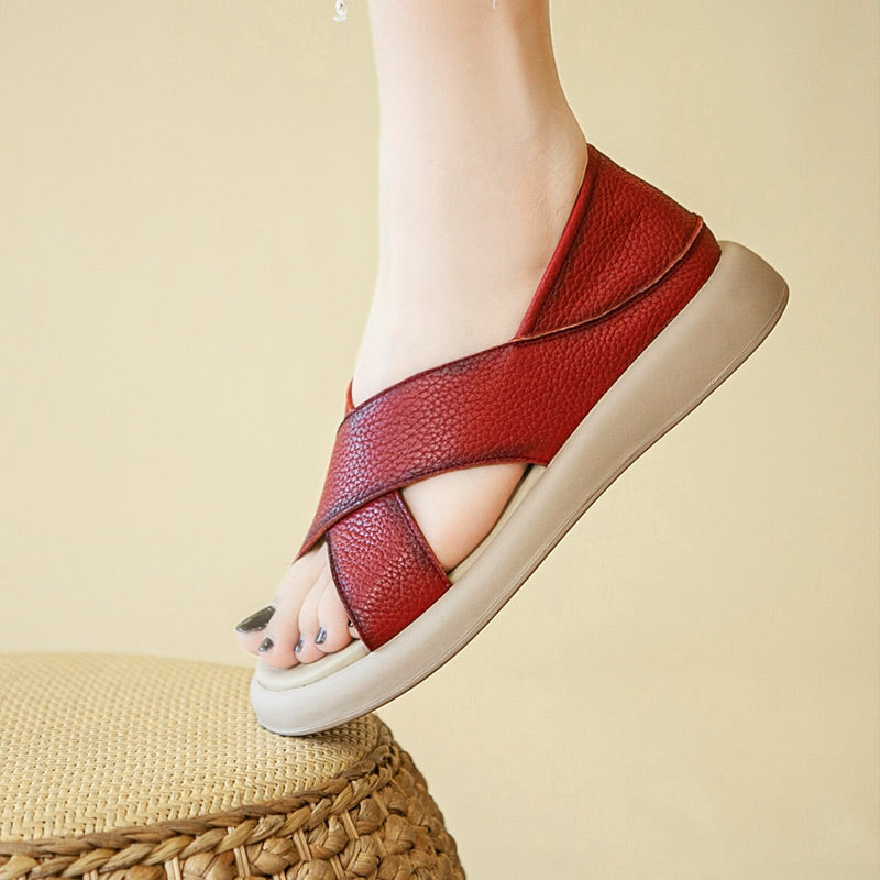 Soft Cross Leather Sandals