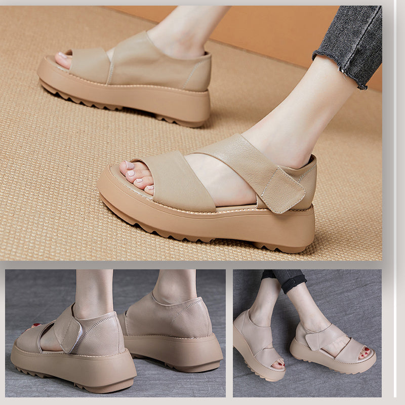 Retro Thick Sole Velcro Sandals