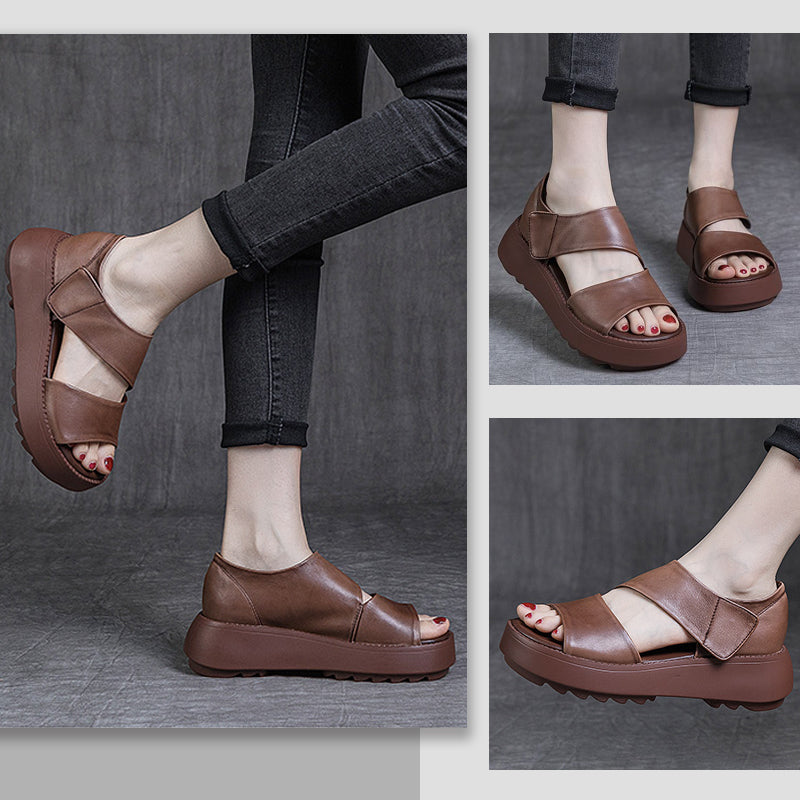 Retro Thick Sole Velcro Sandals