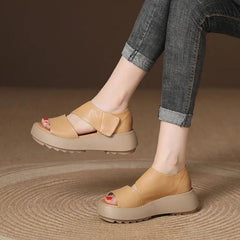 Retro Thick Sole Velcro Sandals