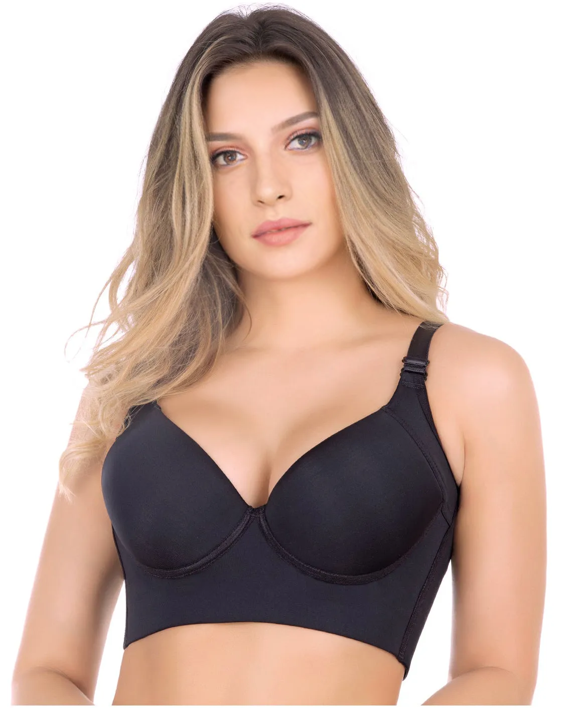 2-Pack Extra Firm High Compression Full Cup Push Up Bra - Black