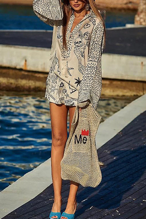 Summer Escapades Print Long Sleeve Set - 5 Colors