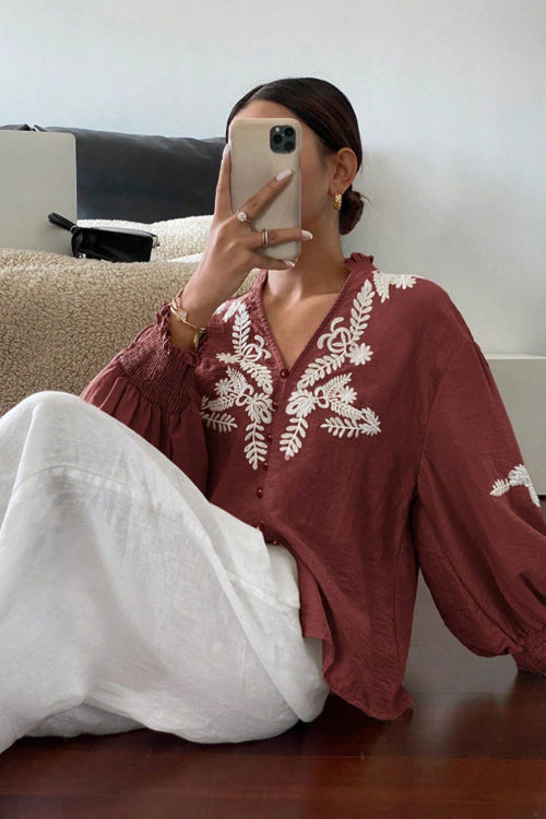 Everyday Luck Floral Embroidered Cotton Top - 5 Colors