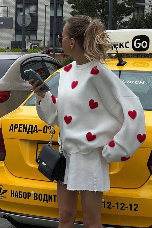 Warmly Adorable Heart Oversized Knit Top - 7 Colors