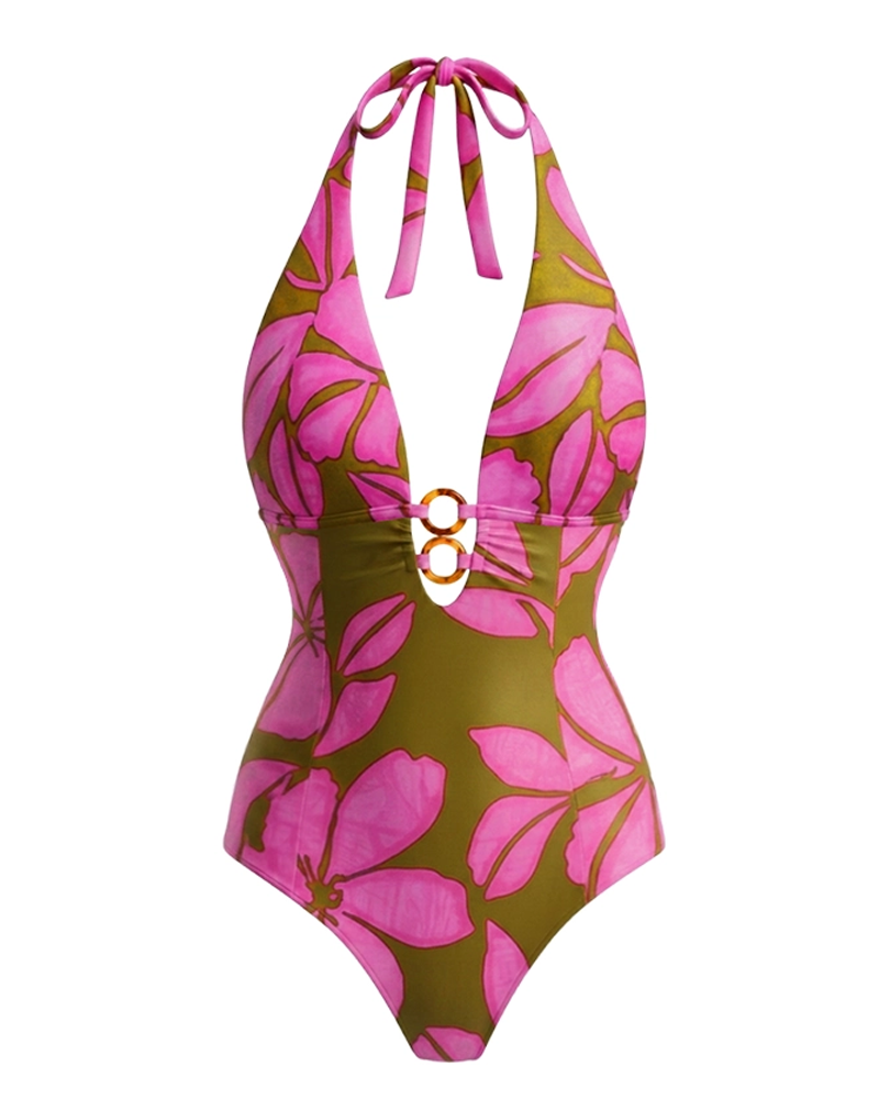 Bandeau Colorblock Detachable Shoulder Strap Swimsuit Set