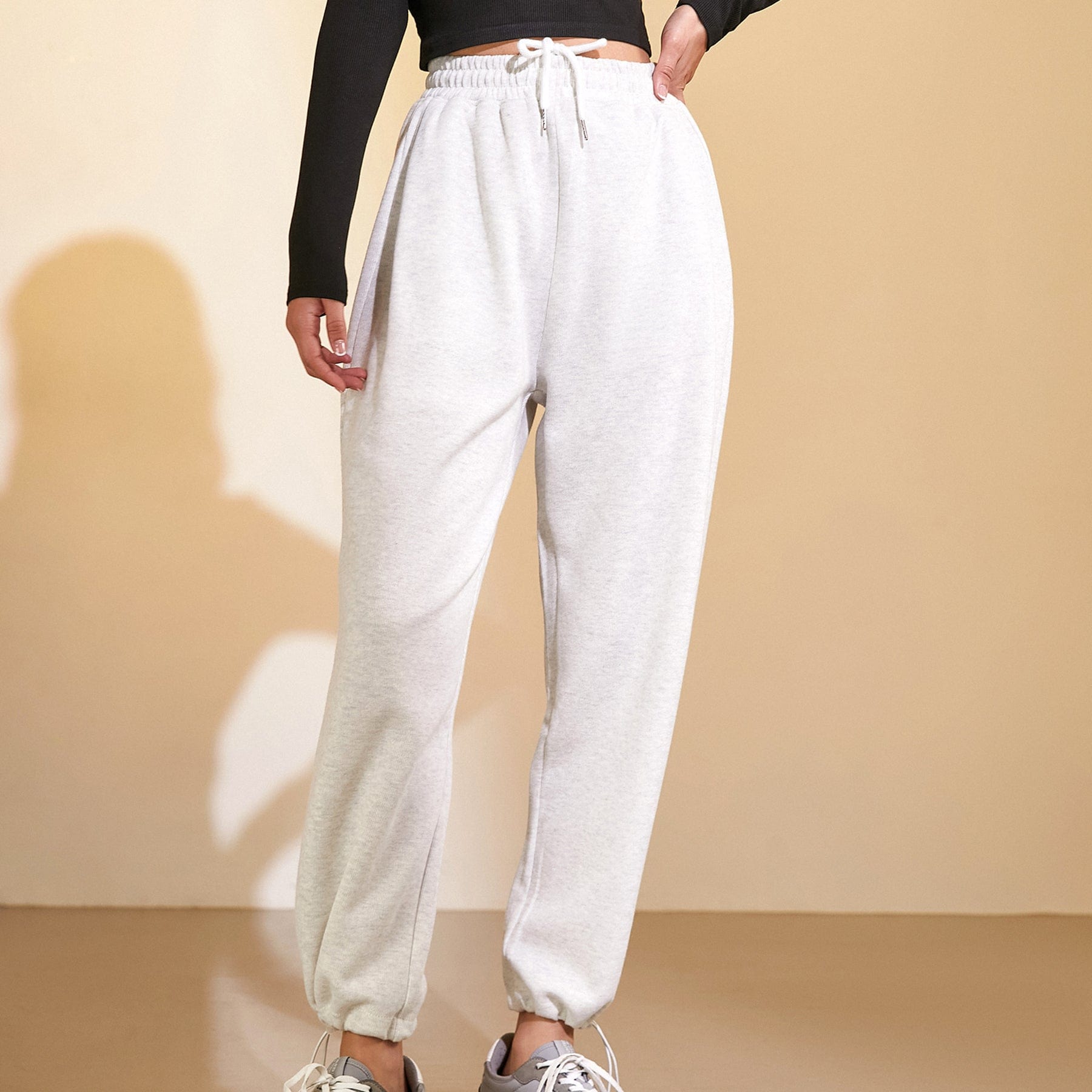 Gainsboro Drawstring Hem Joggers