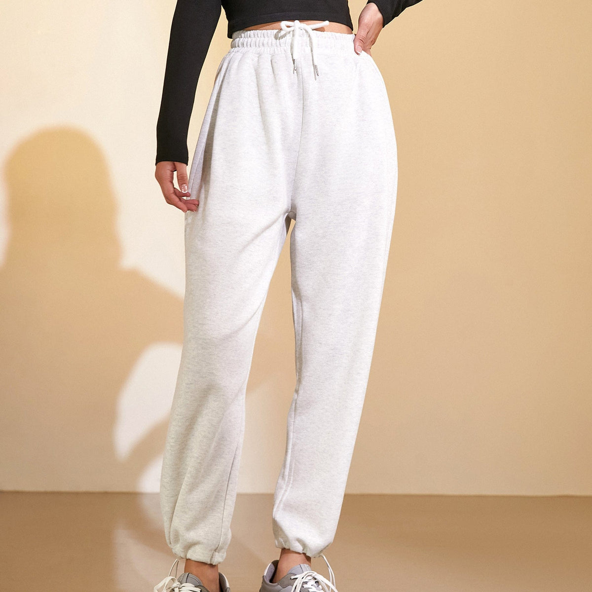 Gainsboro Drawstring Hem Joggers