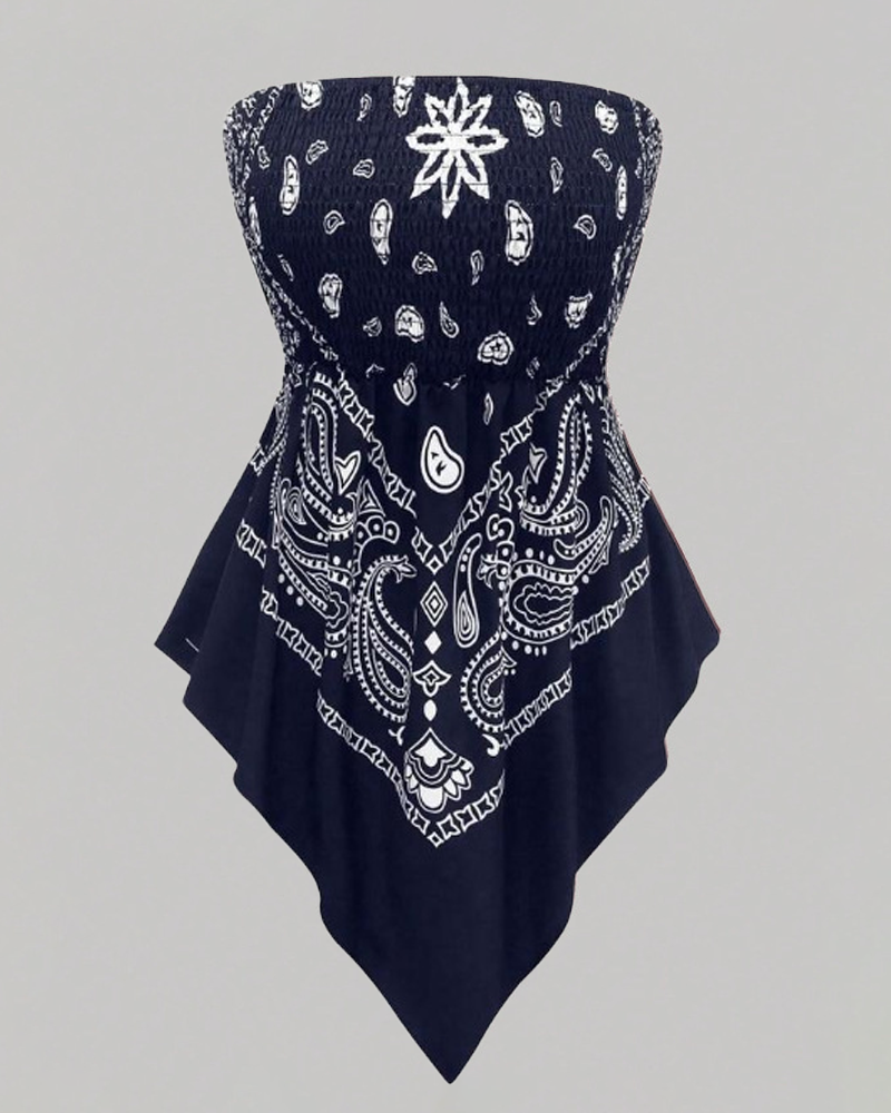 Bohemian Printed Vacation Floral Strapless Tube Top