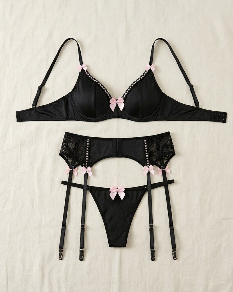 Bowknot Milk Silk Lingerie Set