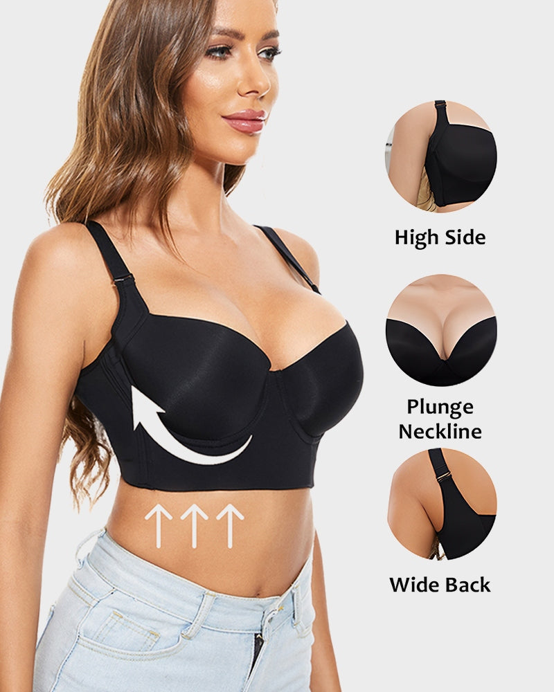 2-Pack Extra Firm High Compression Full Cup Push Up Bra - Tan+Black