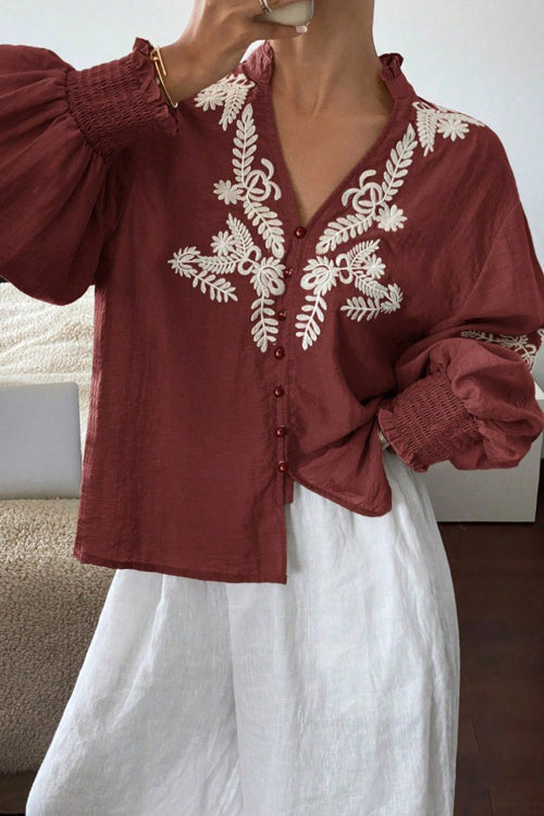 Everyday Luck Floral Embroidered Cotton Top - 5 Colors