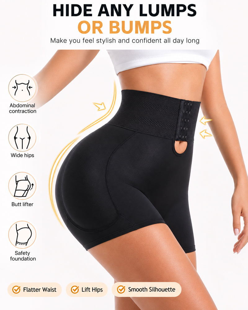 High Waist Tummy Control Hook-eye Hip-enhancing Shaping Shorts