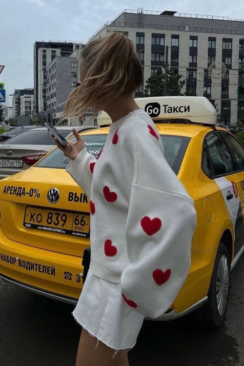 Warmly Adorable Heart Oversized Knit Top - 7 Colors