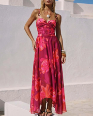 Sling Abstract Floral Print One Piece Swimsuit Set