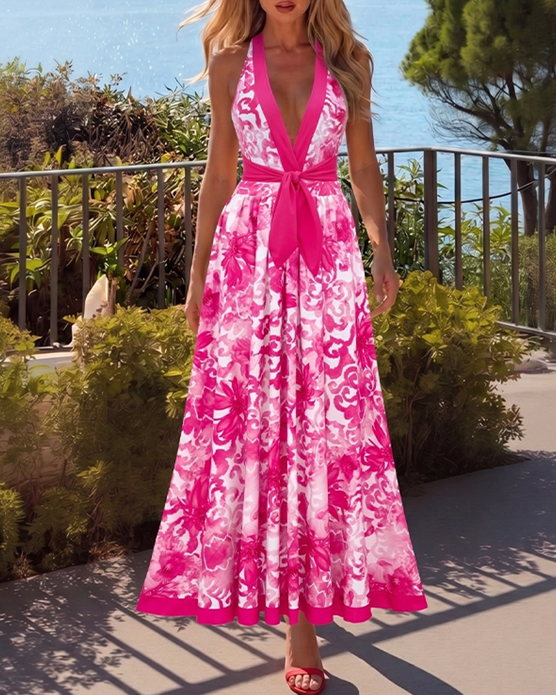 Cut-Out Floral Print Swimsuit Set