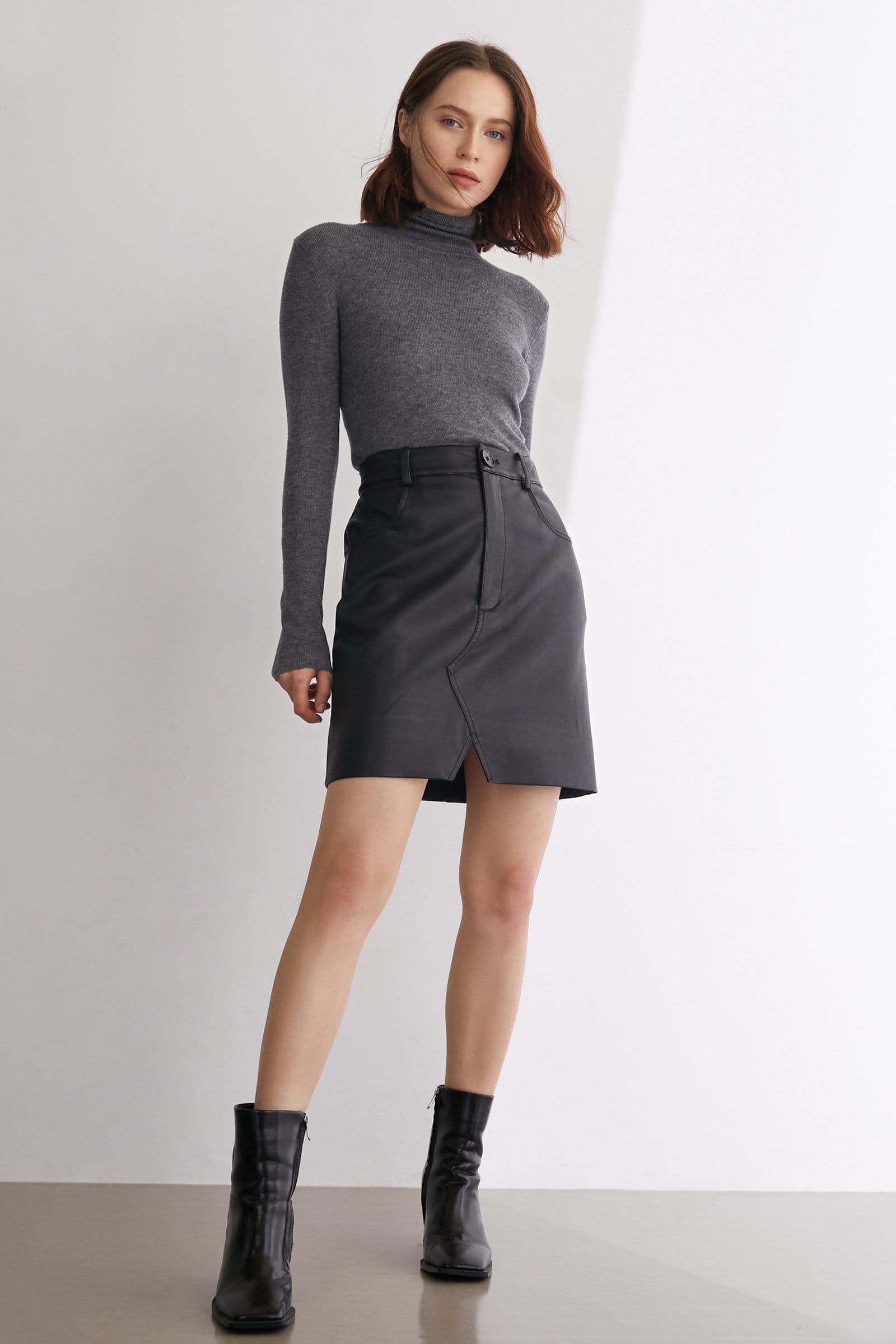 Sven Grey Premium Wool Turtleneck Sweater
