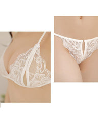 Open Crotch Three-point Two-piece Lace Underwear Women's Passion Thong