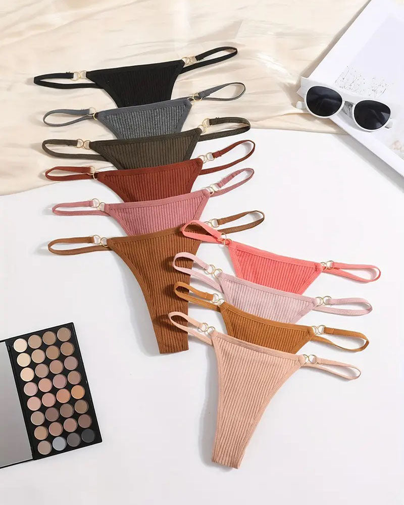 Cotton Threaded T-Pants Women's Low Waist Hip Lifting Fitness High Fork Fashionable Thong