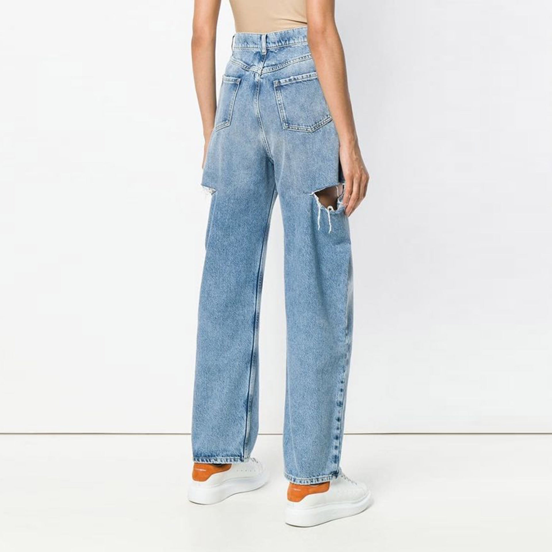 High Waist Hunter Ripped Baggy Mom Jeans