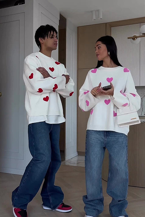 Warmly Adorable Heart Oversized Knit Top - 7 Colors