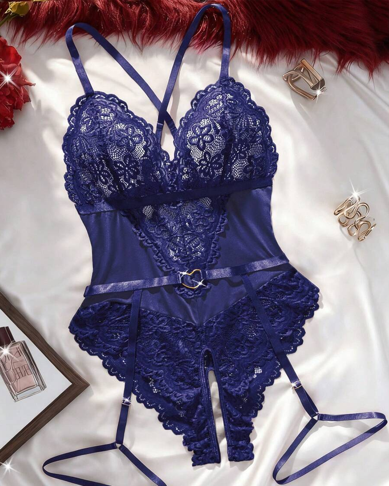 Lace Heart Buckle Bodysuit Lingerie