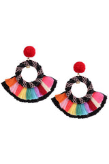 Colorful Tassel Sector Earrings