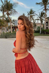 Reinette Bohemian Ruffled Brick Red Set