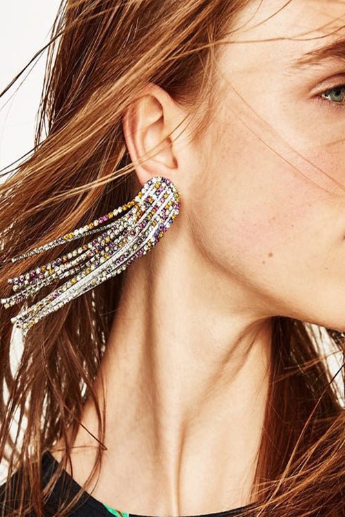 Crystal Tassel Hanging Earrings