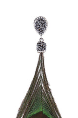 Peacock Feather Crystal Earring