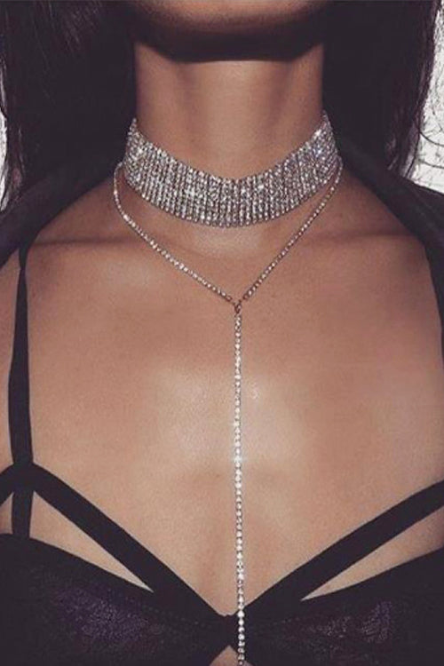 Crystal Shiny Tiered Choker